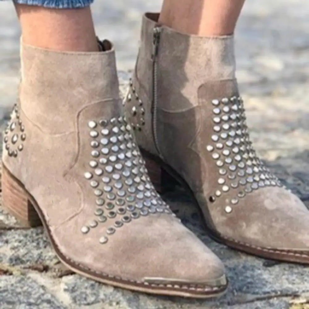 Women's Black Boots Studded Ankle (2)