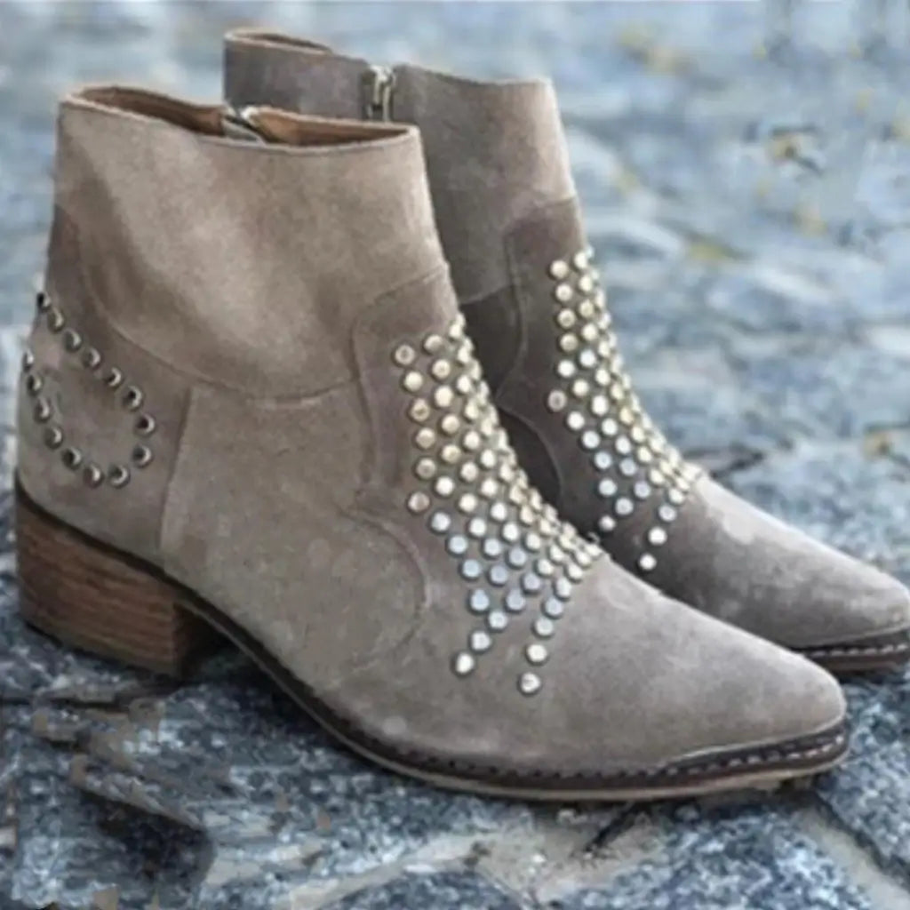 Women's Black Boots Studded Ankle (3)