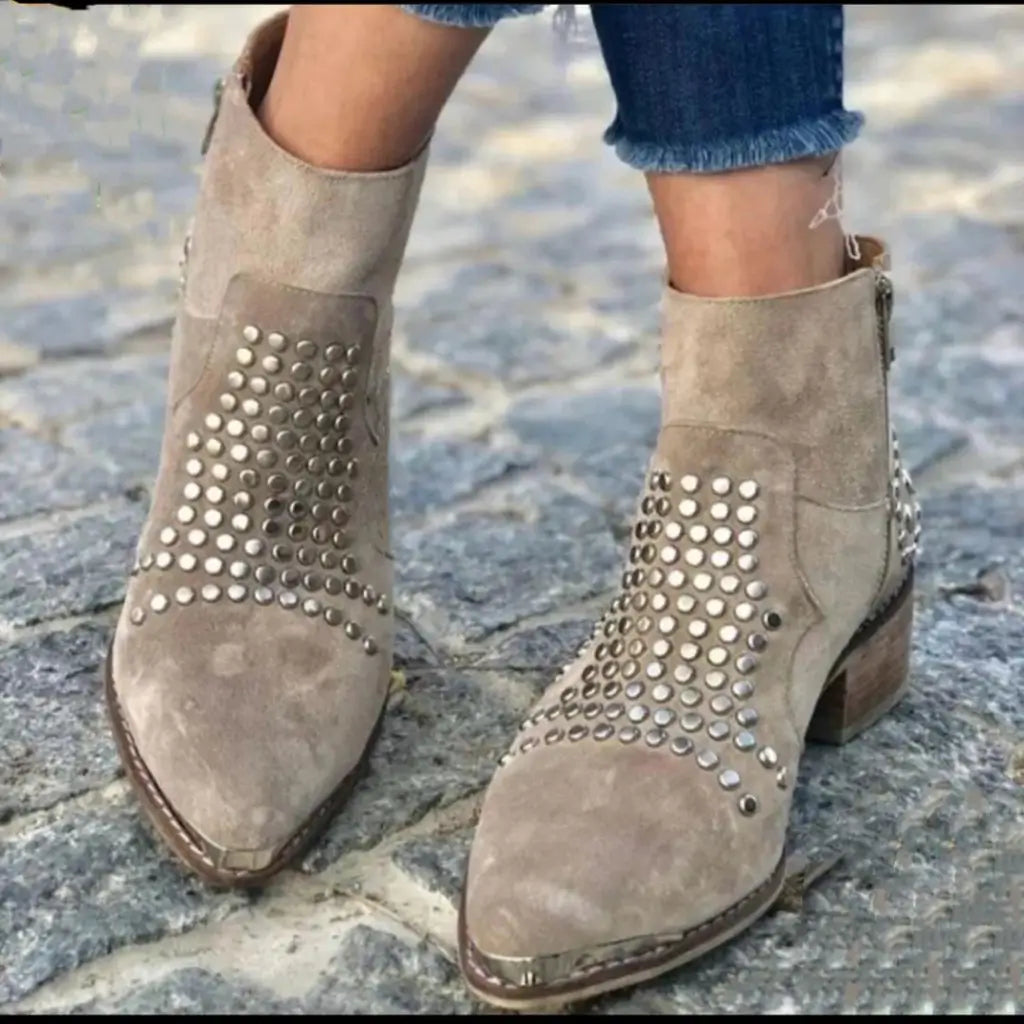 Women's Black Boots Studded Ankle (4)