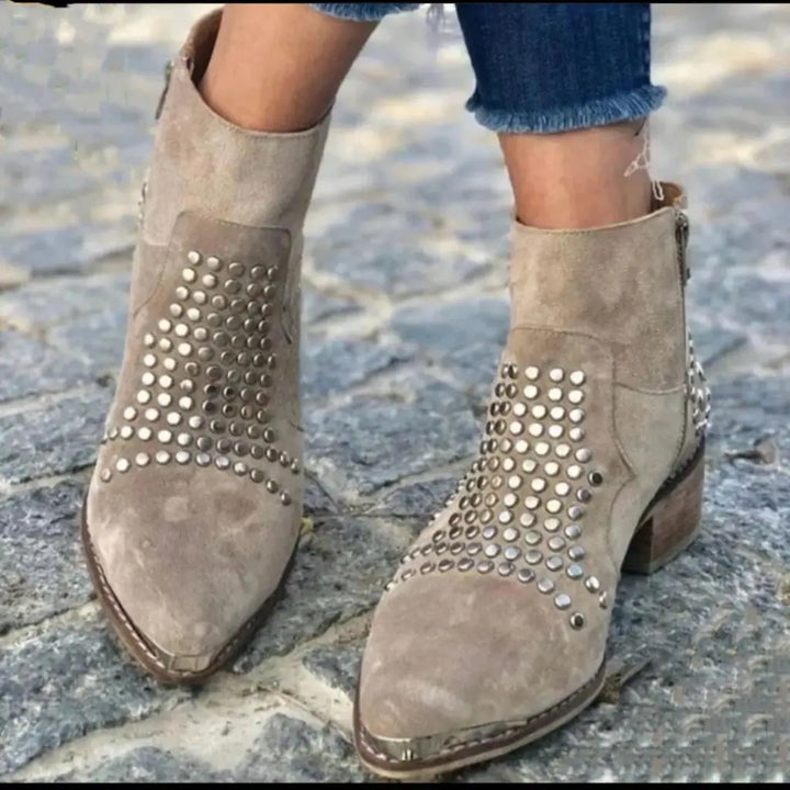 Women's Black Boots Studded Ankle (4)