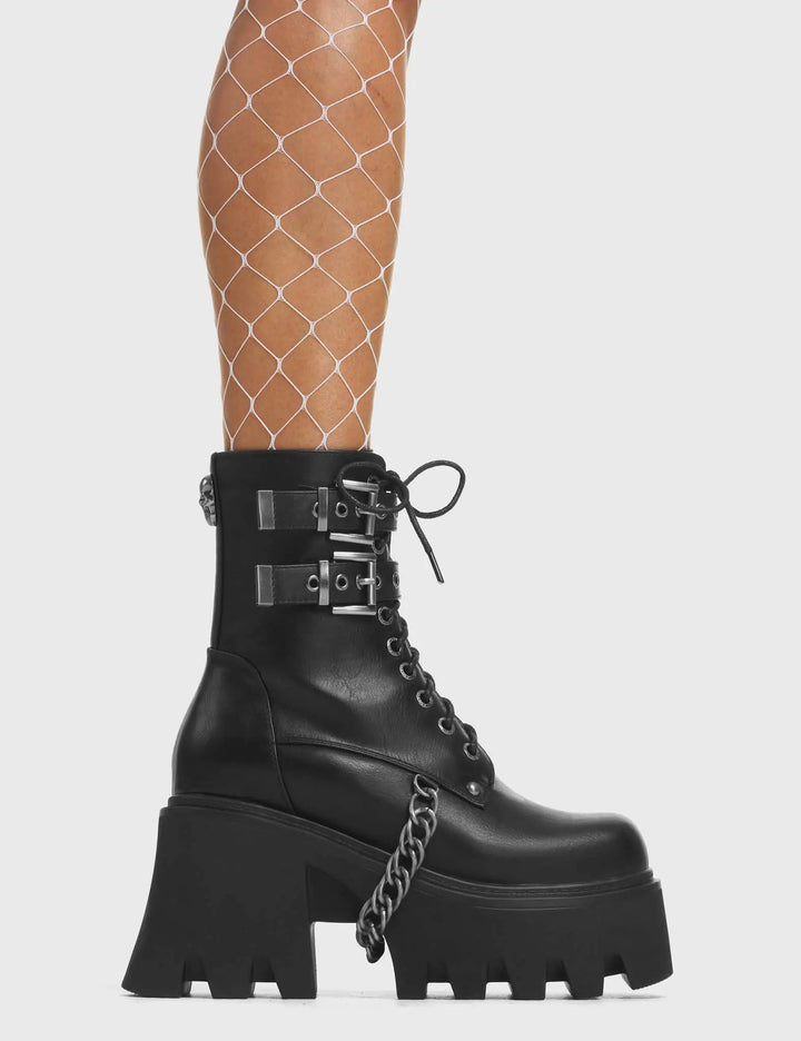 Women's Black Chunky Platform Ankle Boots