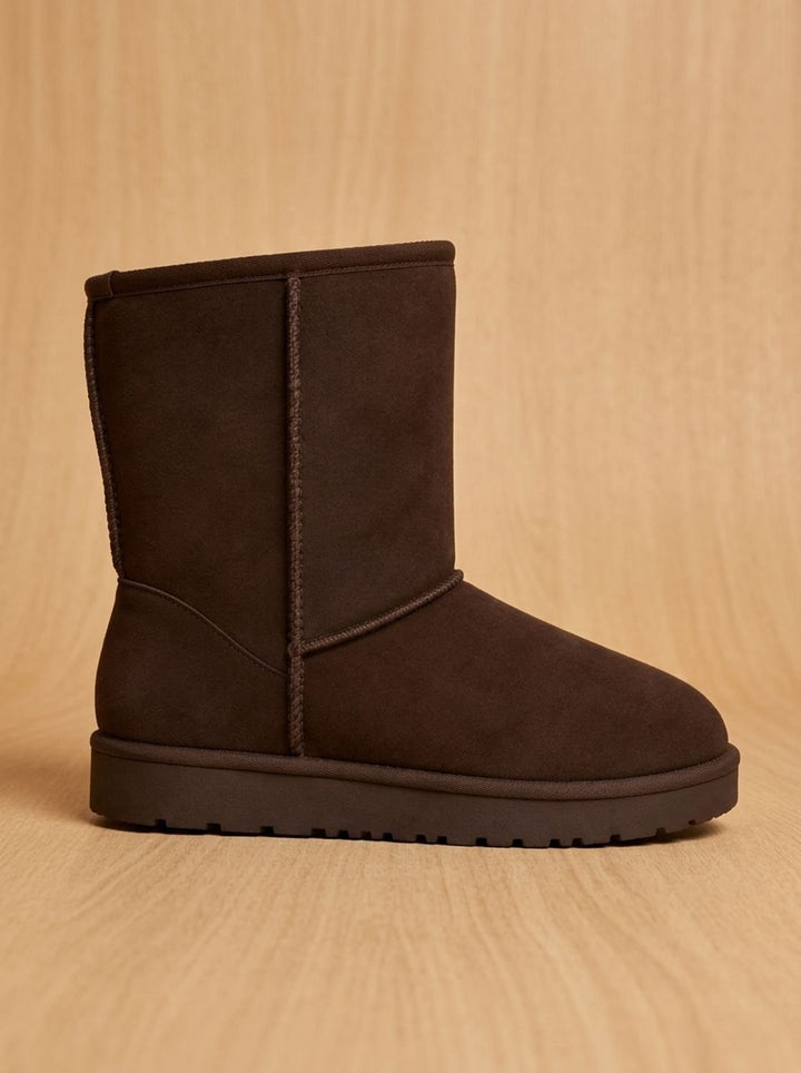 Women's Black Cowboy Boots with Sherpa Lining in Brown