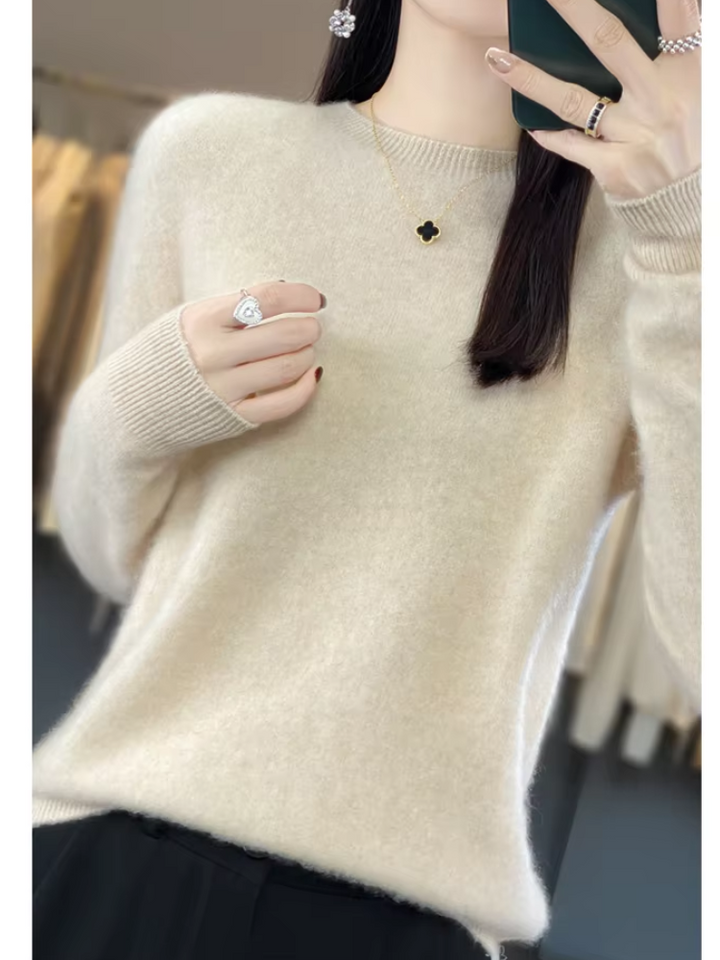 Women's Black Elegant Knit Jumper in Beige