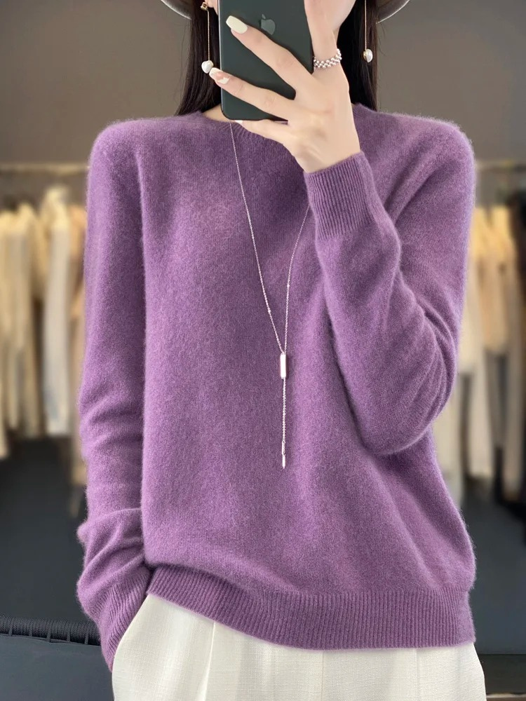 Women's Black Elegant Knit Jumper in Hellviolett