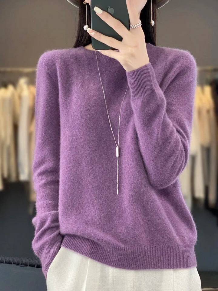 Women's Black Elegant Knit Jumper in Hellviolett