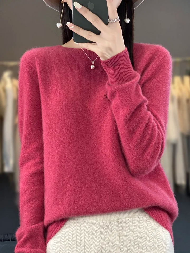 Women's Black Elegant Knit Jumper in Pink