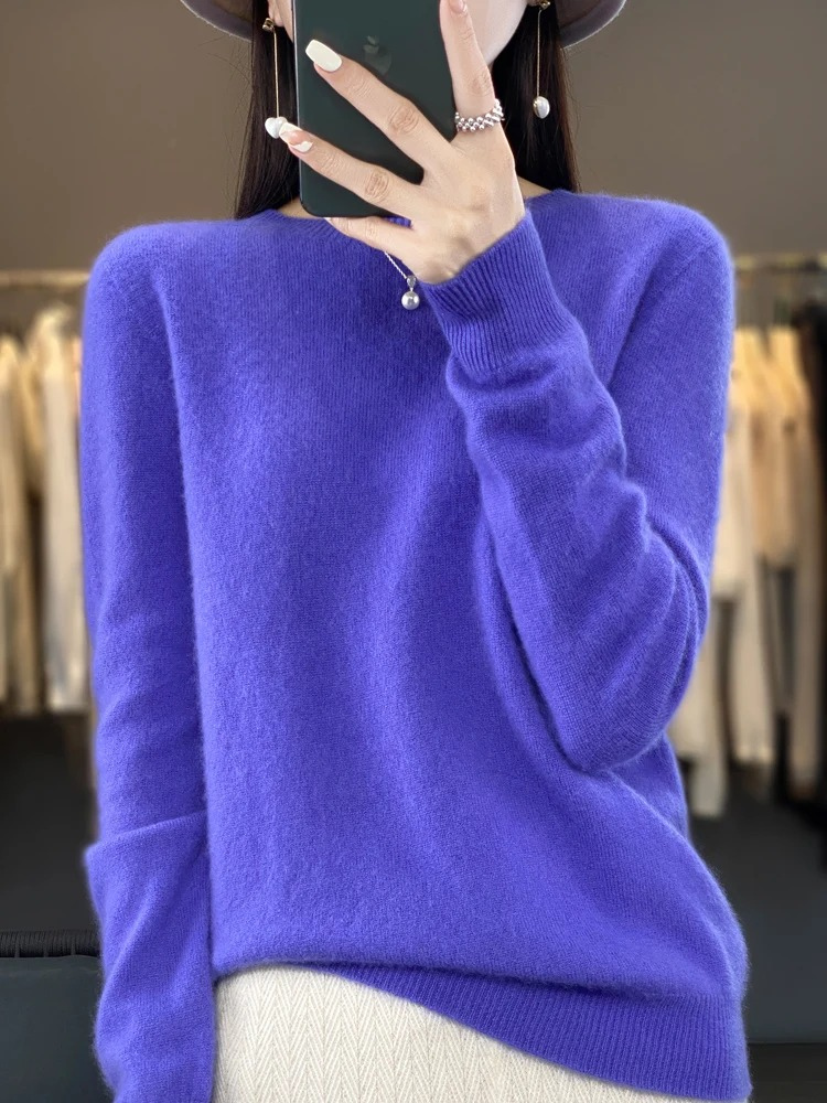 Women's Black Elegant Knit Jumper in Purple