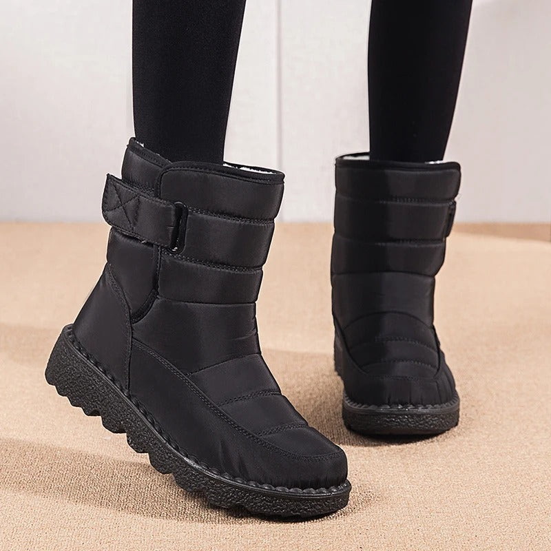 Women's Black Quilted Over the Knee Winter Boots in Black