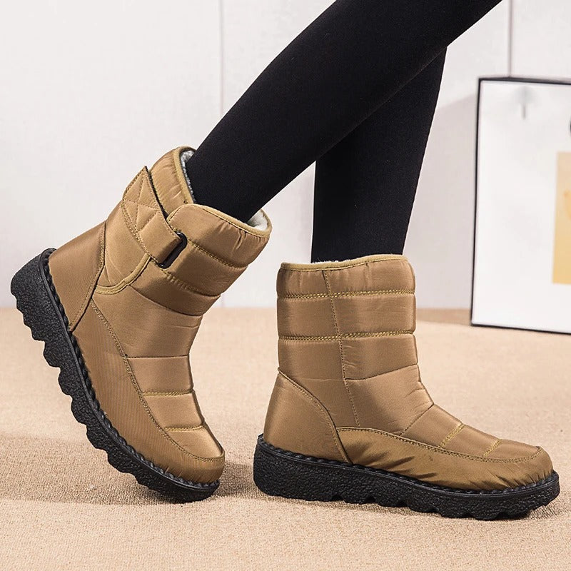 Women's Black Quilted Over the Knee Winter Boots in Khaki