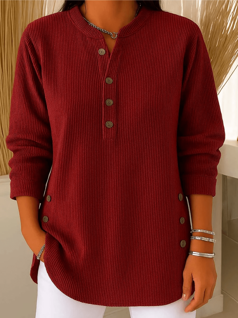 Women's Black Sweater with Elegant Bow Accents in Red