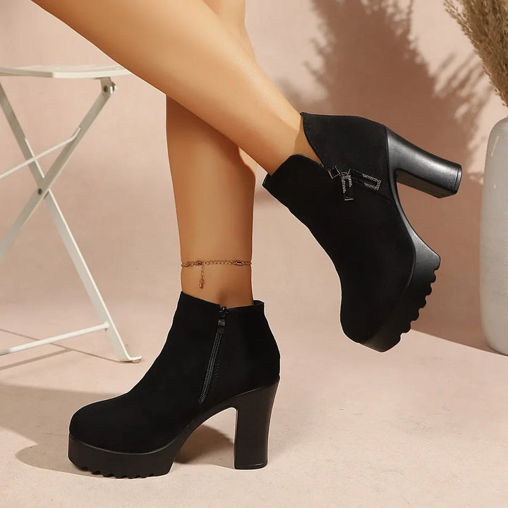 Women's Block Heel Suede Ankle Boots (2)