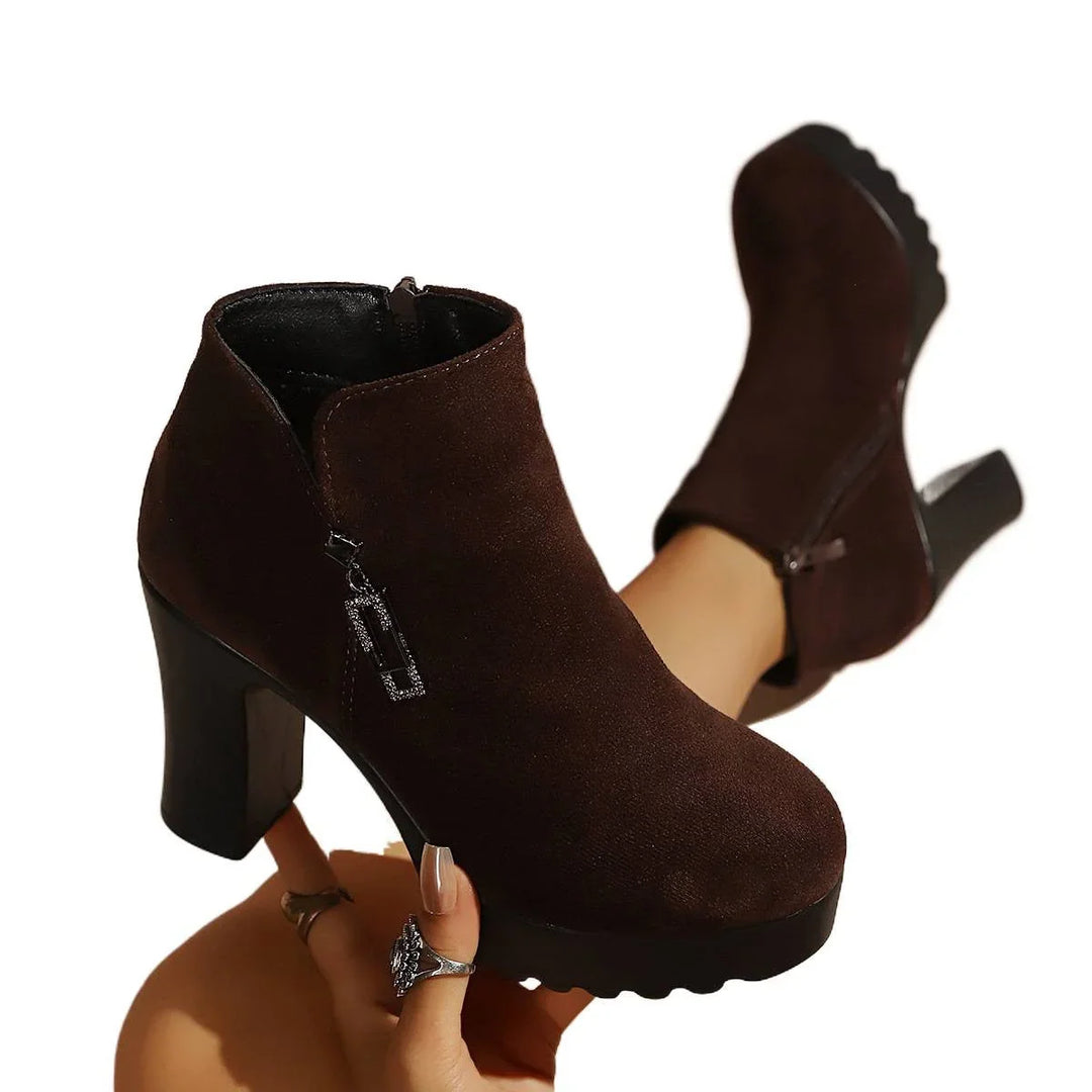 Women's Block Heel Suede Ankle Boots (6)