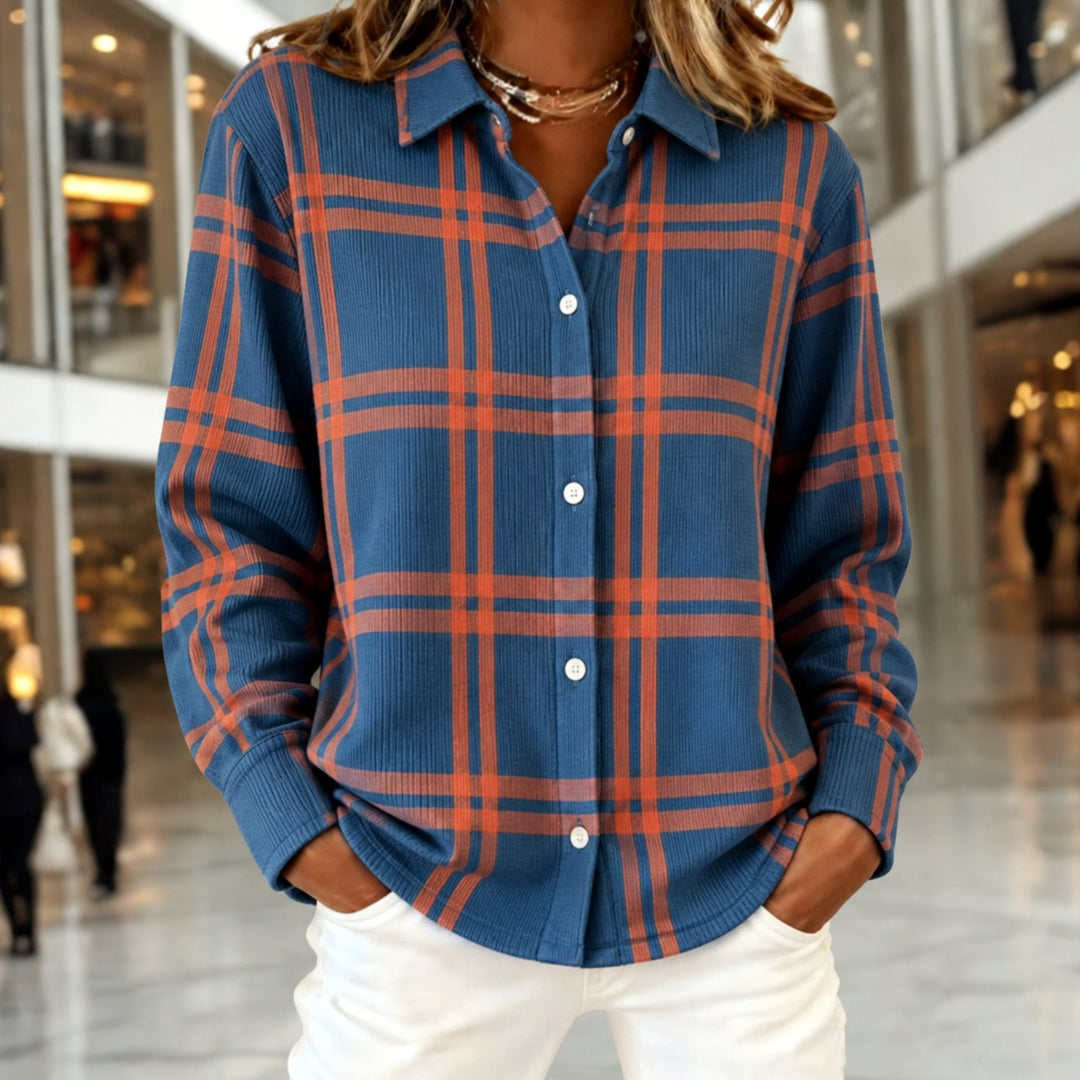 Women's Blouse Long-Sleeve Plaid in Multicolour