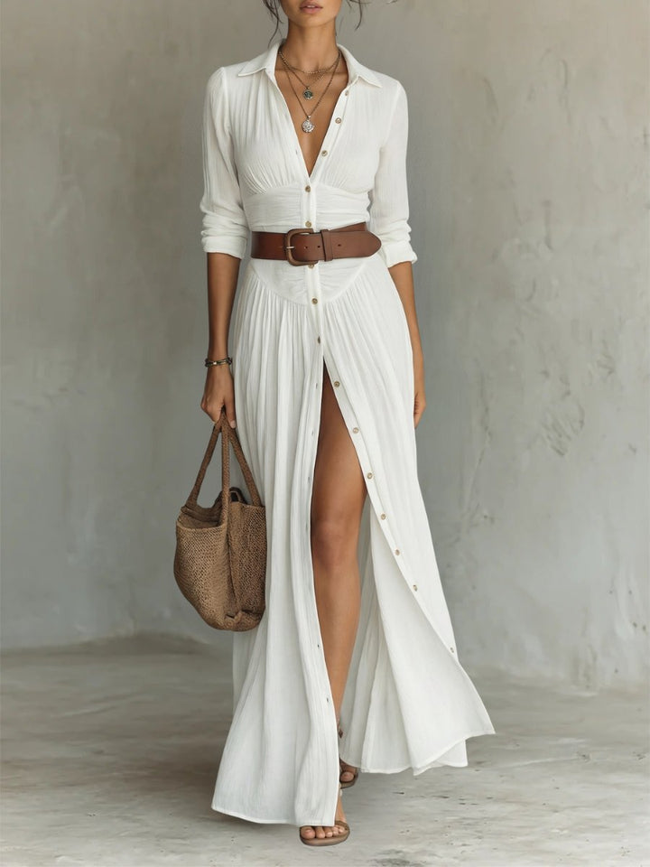 Women's Blouse Maxi Dress for Warm Days in White