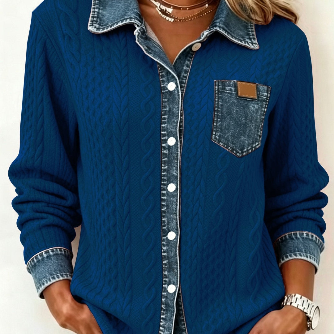 Women's Blouse with Textured Comfort for Everyday in Blue
