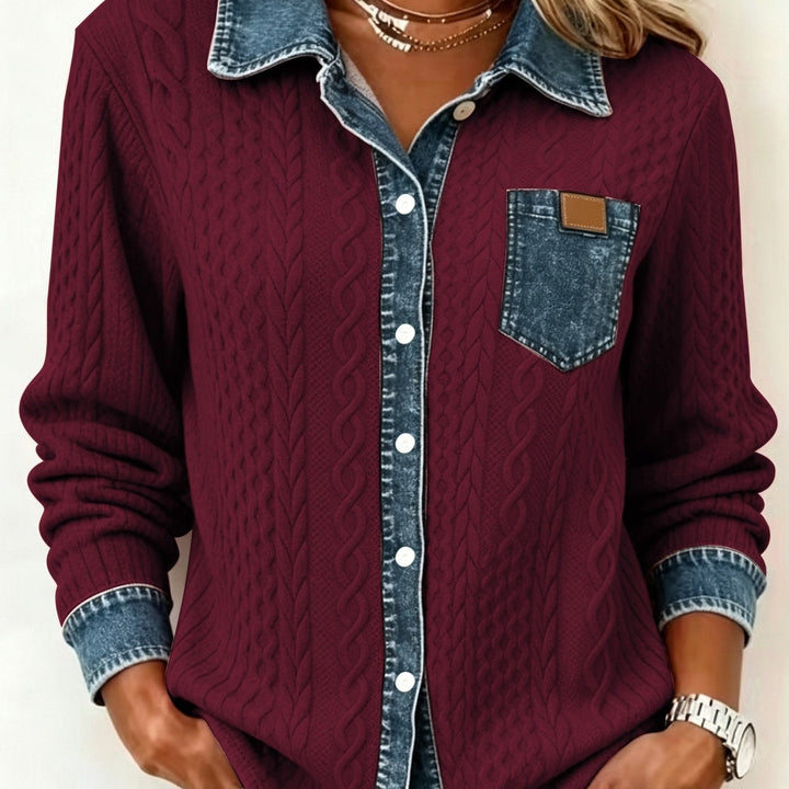 Women's Blouse with Textured Comfort for Everyday in Burgundy