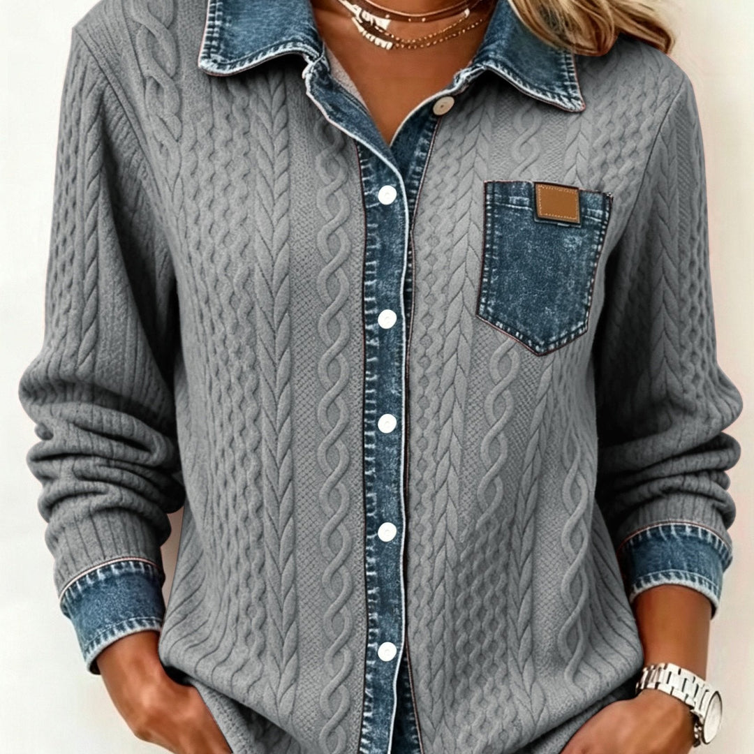 Women's Blouse with Textured Comfort for Everyday in Grey