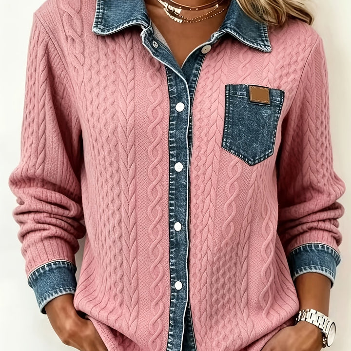 Women's Blouse with Textured Comfort for Everyday in Pink