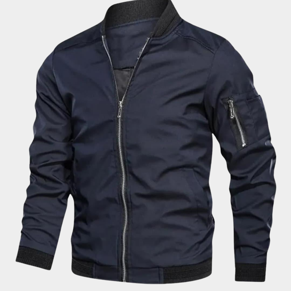 Women's Breathable Bomber Jacket for Autumn in Navy