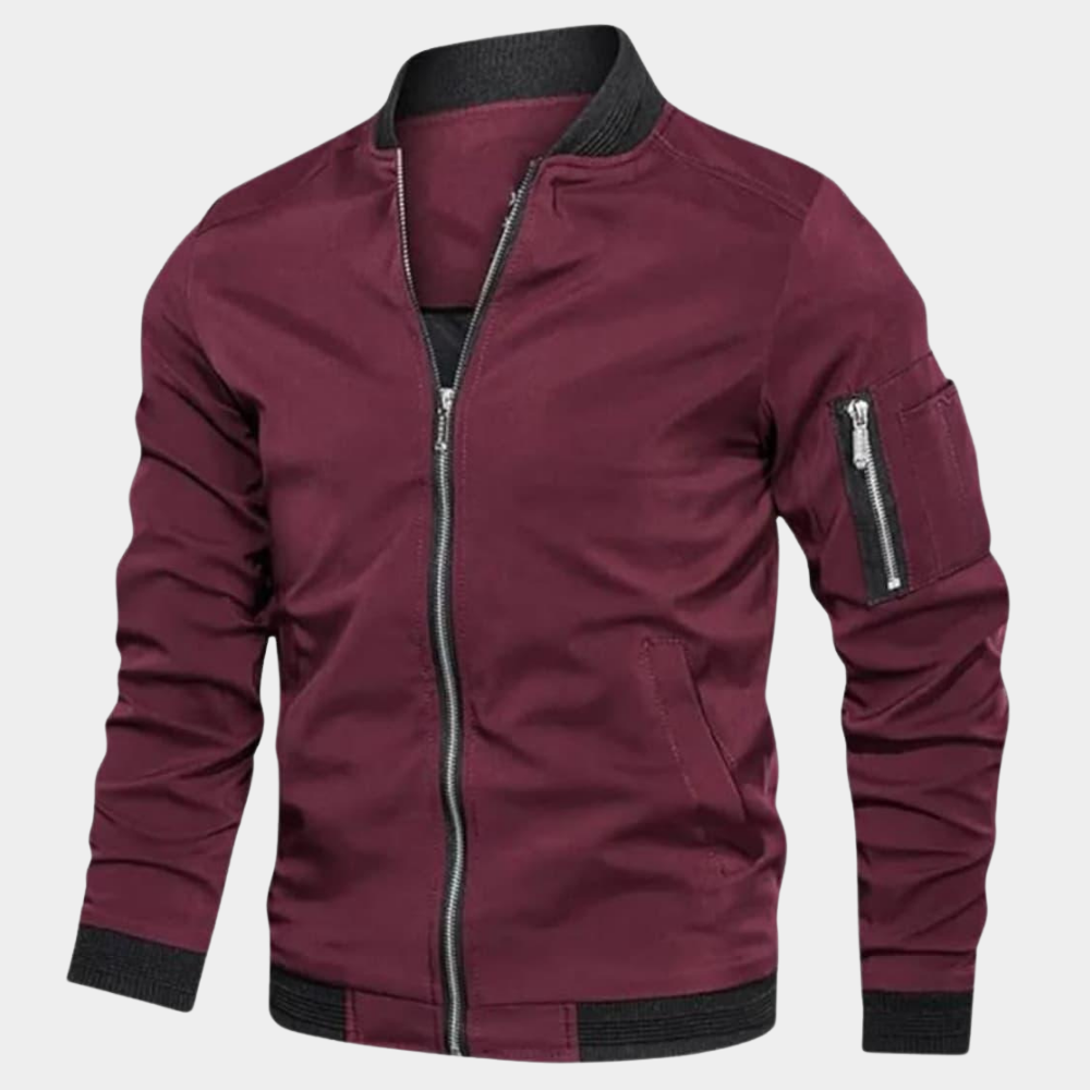 Women's Breathable Bomber Jacket for Autumn in Red