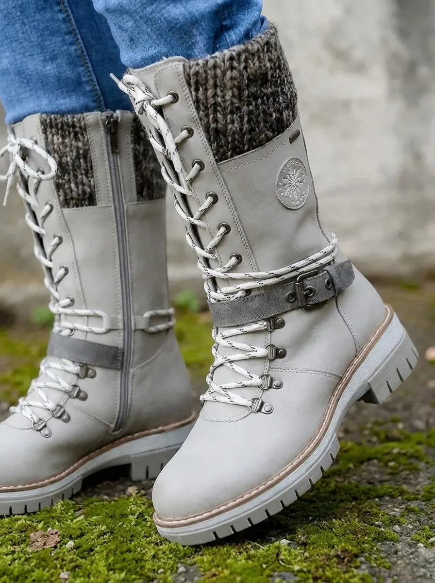 Women's Brown Boots Lace-Up Calf for Autumn (2)