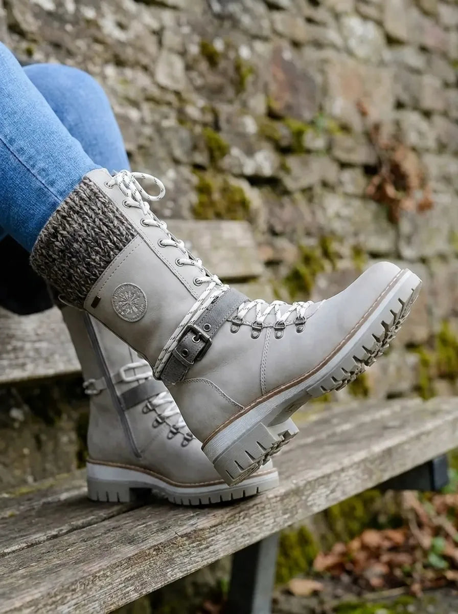 Women's Brown Boots Lace-Up Calf for Autumn (3)
