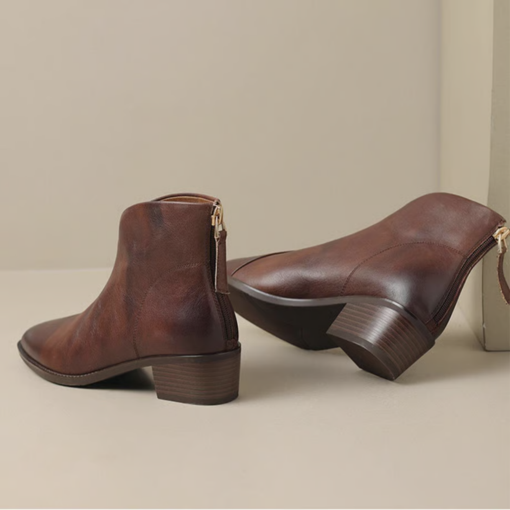 Women's Brown Boots with Low Heel (2)