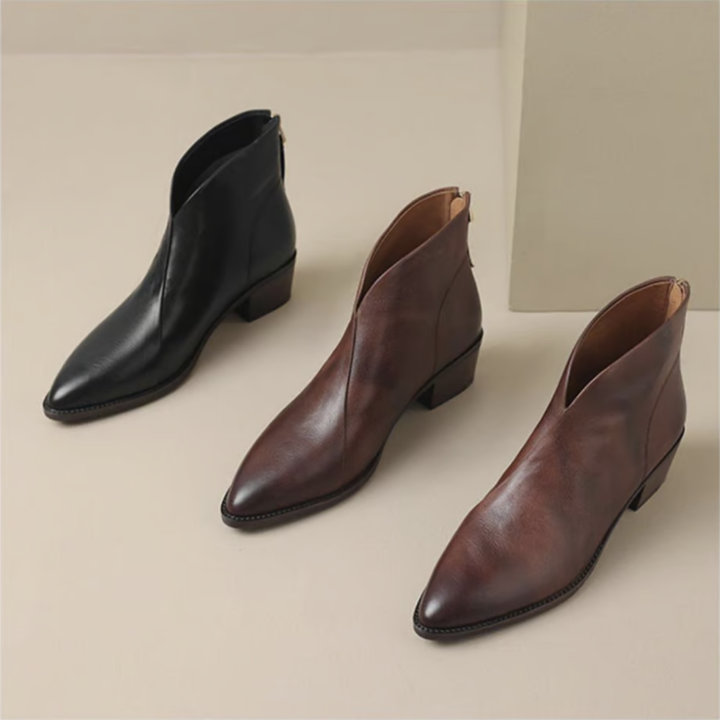 Women's Brown Boots with Low Heel (3)