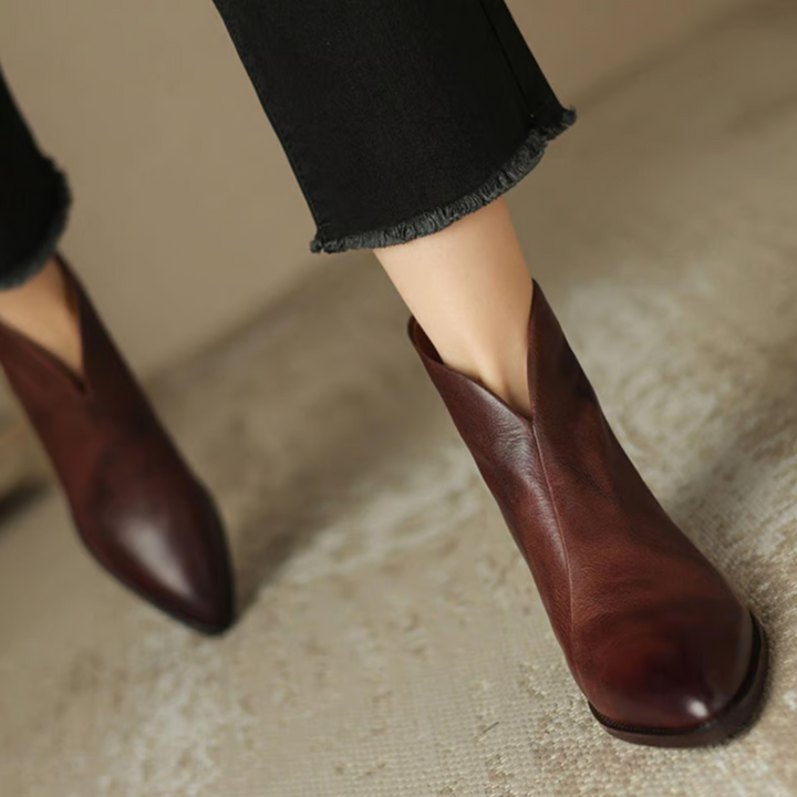 Women's Brown Boots with Low Heel (6)