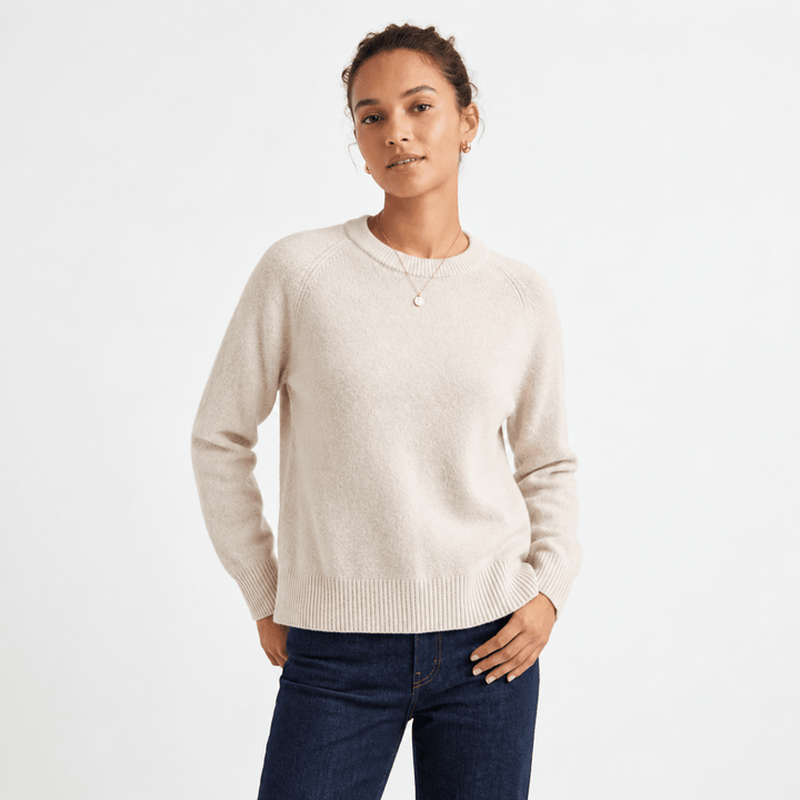 Women's Cable Knit Jumper Dress for Everyday in Cream 1