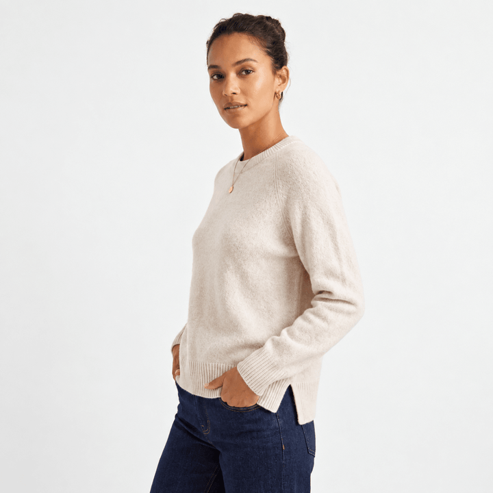 Women's Cable Knit Jumper Dress for Everyday in Cream 2