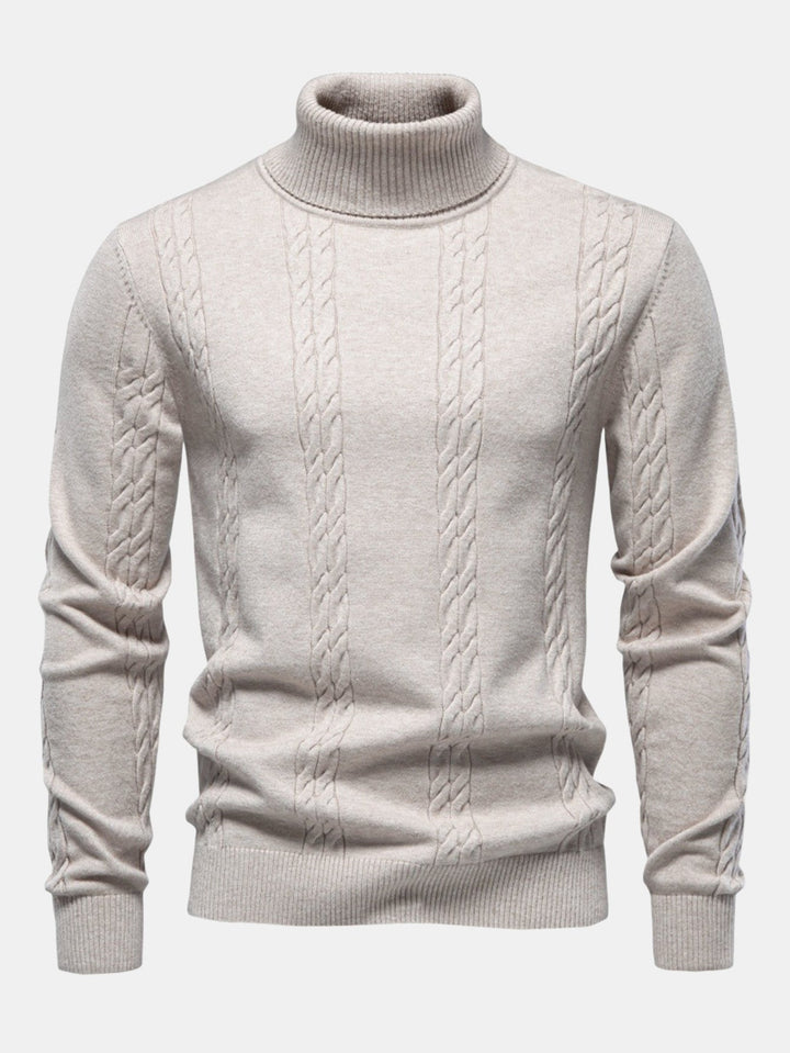 Women's Cable Knit Jumper Dress for Winter Layering in Beige