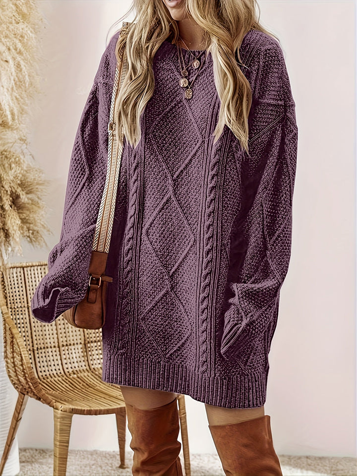 Women's Cable-Knit Midi Dress for Autumn (2)