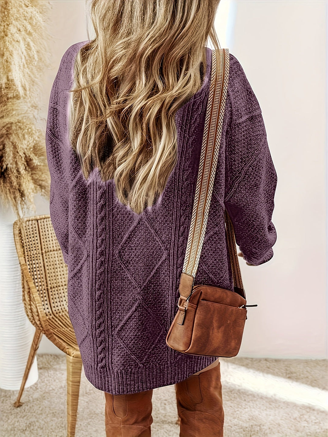 Women's Cable-Knit Midi Dress for Autumn (3)
