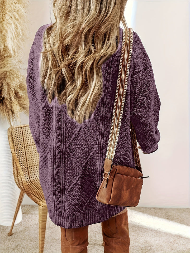 Women's Cable-Knit Midi Dress for Autumn (3)