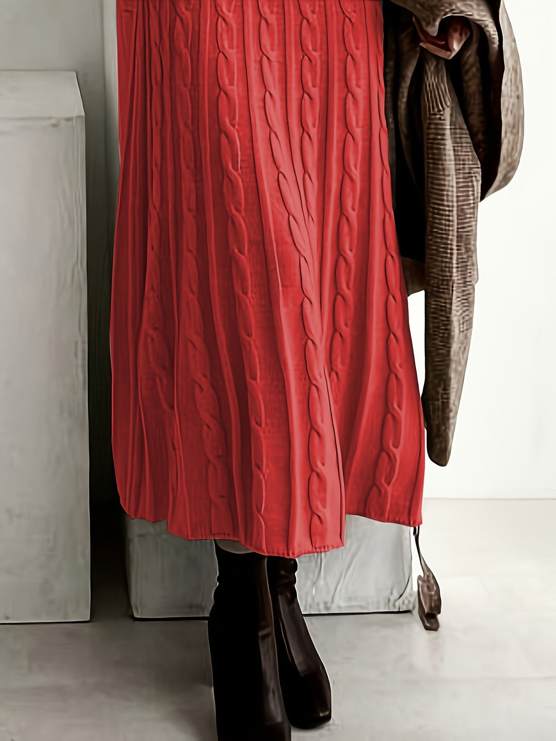 Women's Cable Knit Midi Dress for Everyday Ease (10)