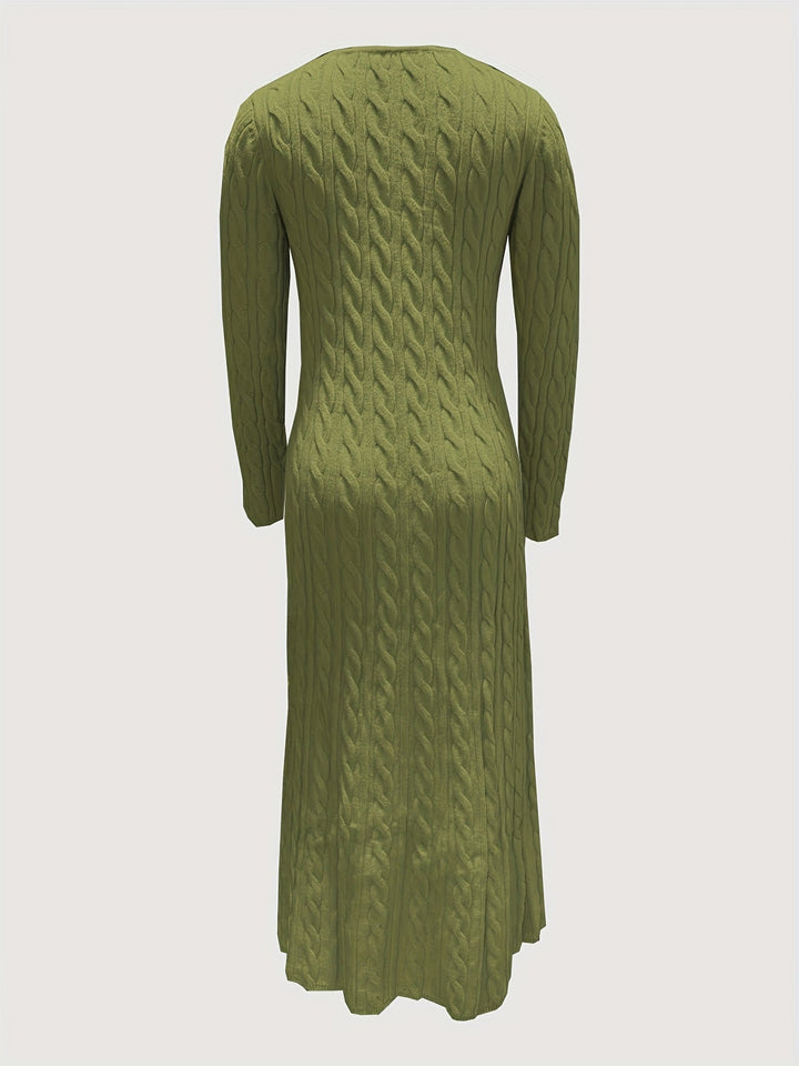 Women's Cable Knit Midi Dress for Everyday Ease (12)