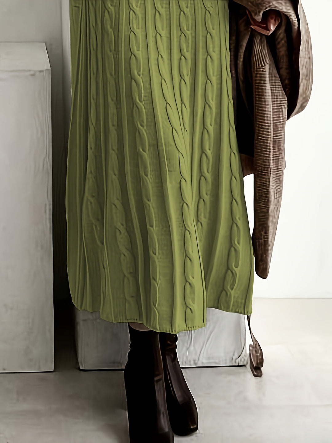 Women's Cable Knit Midi Dress for Everyday Ease (15)