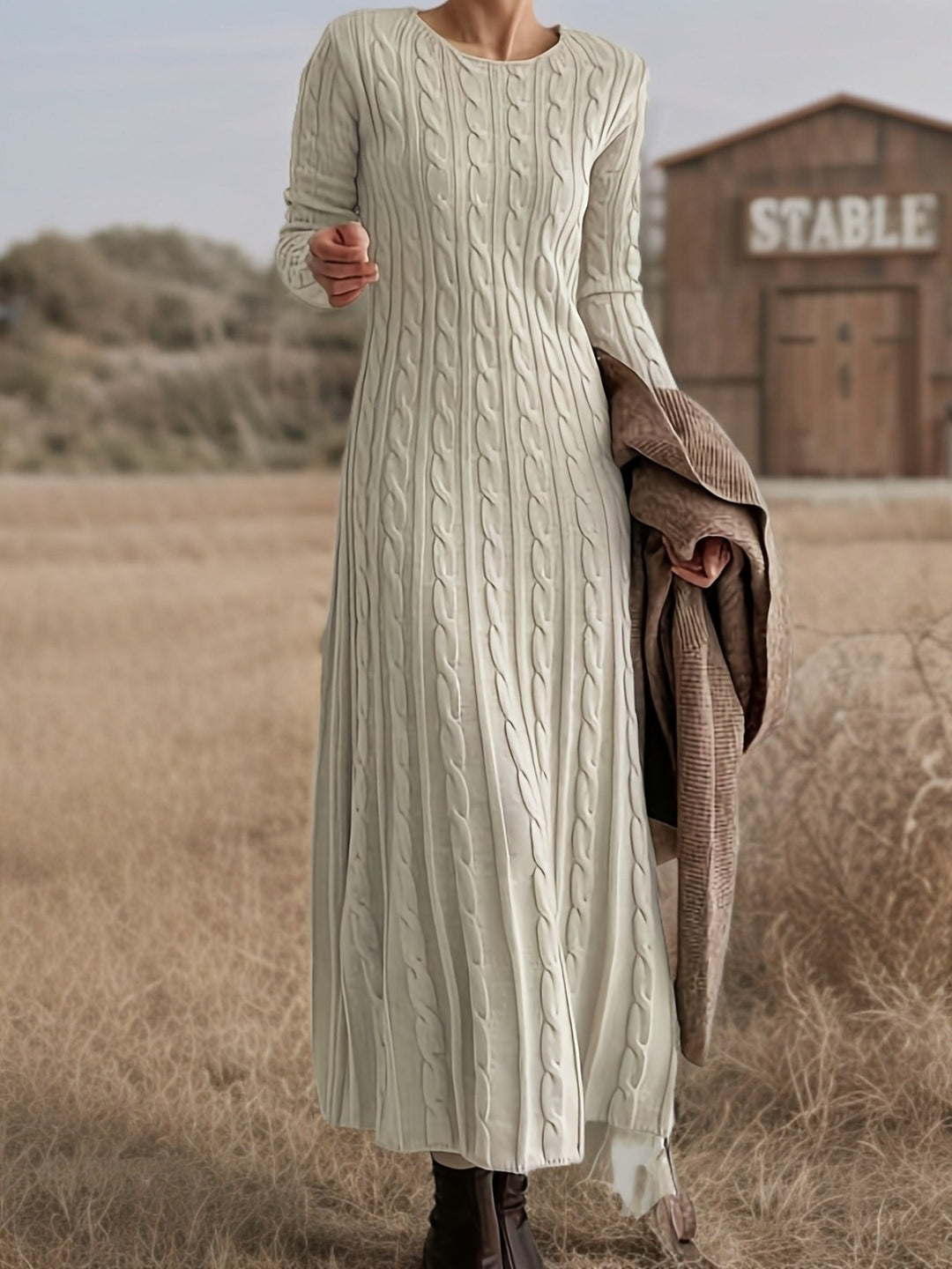 Women's Cable Knit Midi Dress for Everyday Ease (2)