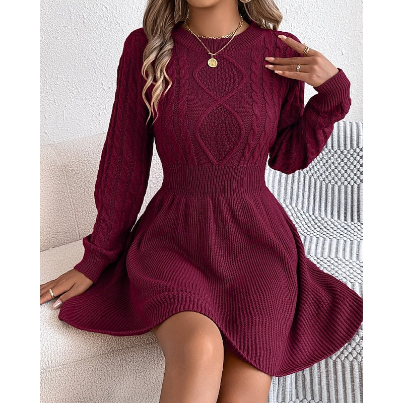 Women's Cable-Knit Midi Dress for Winter (11)