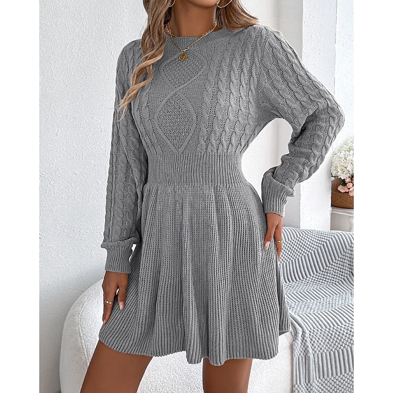Women's Cable-Knit Midi Dress for Winter (2)