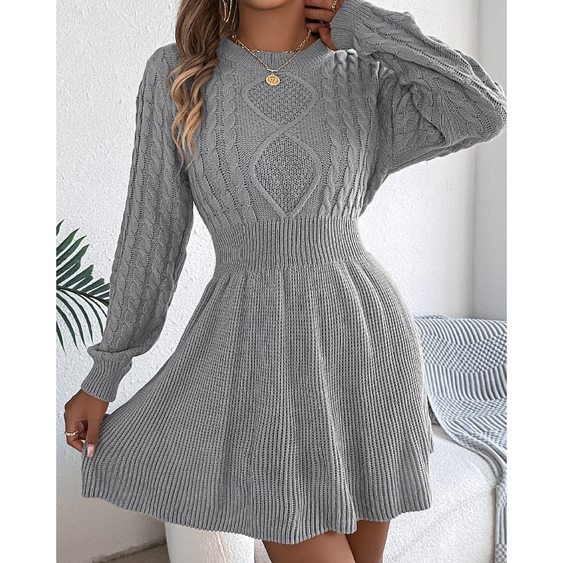 Women's Cable-Knit Midi Dress for Winter (4)