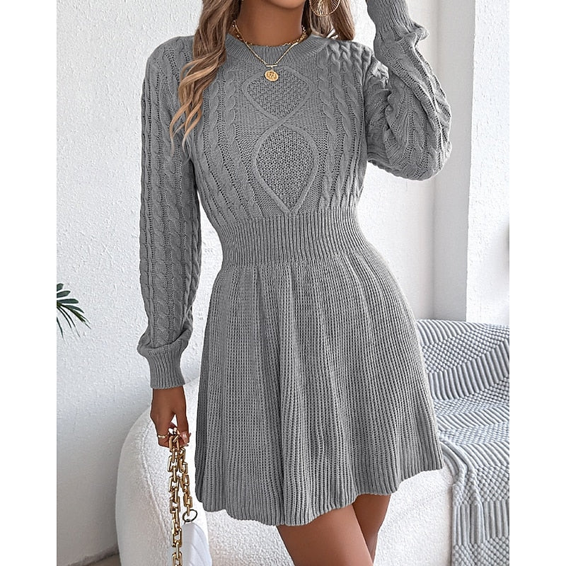 Women's Cable-Knit Midi Dress for Winter (5)