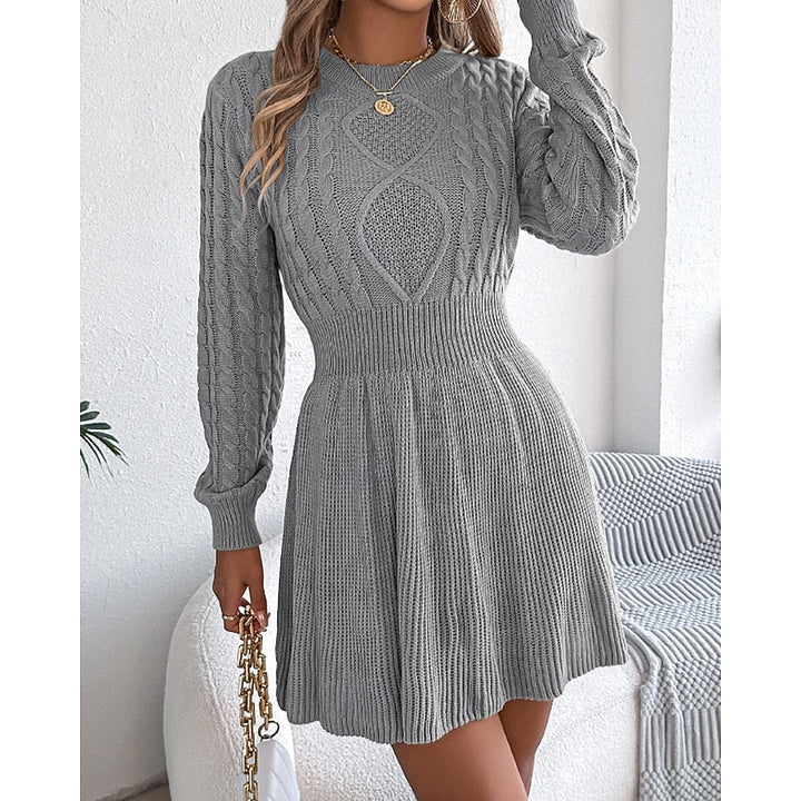 Women's Cable-Knit Midi Dress for Winter (5)