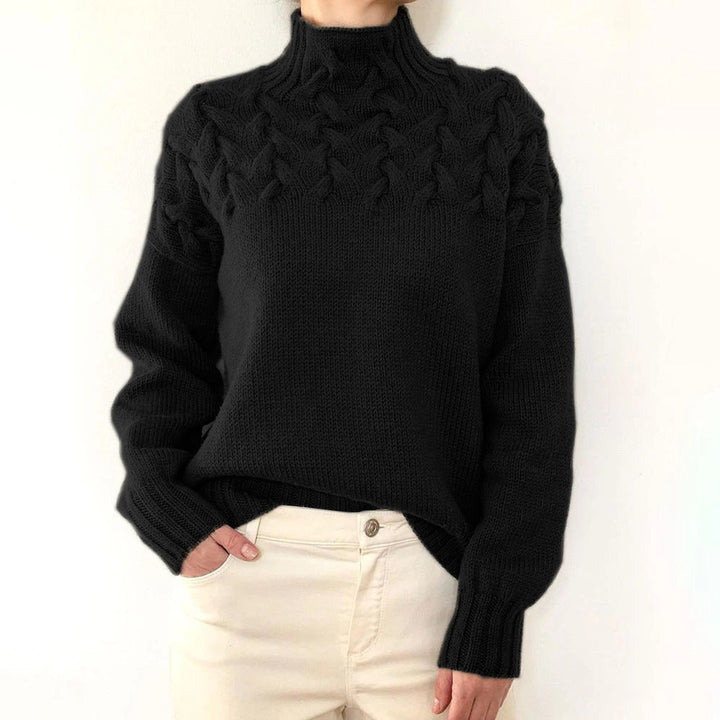 Women's Cashmere Sweater with Turtleneck for Layering in Black