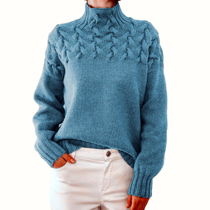 Women's Cashmere Sweater with Turtleneck for Layering in Blue