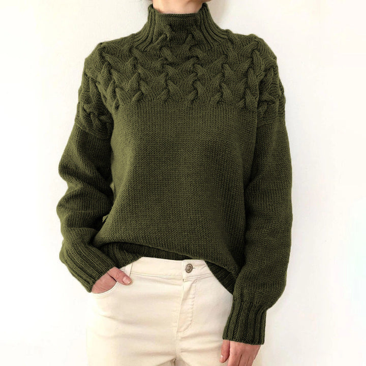 Women's Cashmere Sweater with Turtleneck for Layering in Dark Green