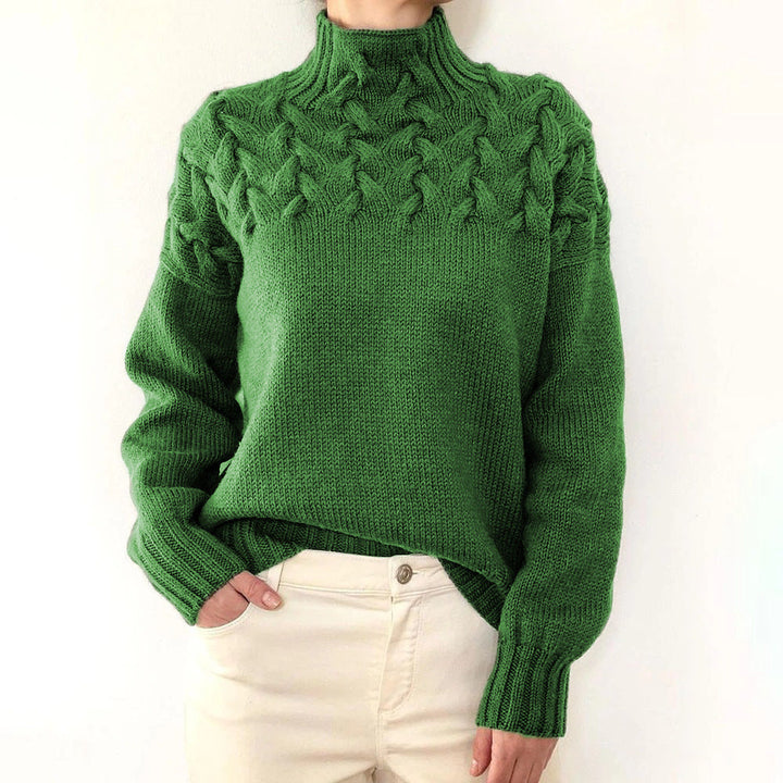 Women's Cashmere Sweater with Turtleneck for Layering in Green