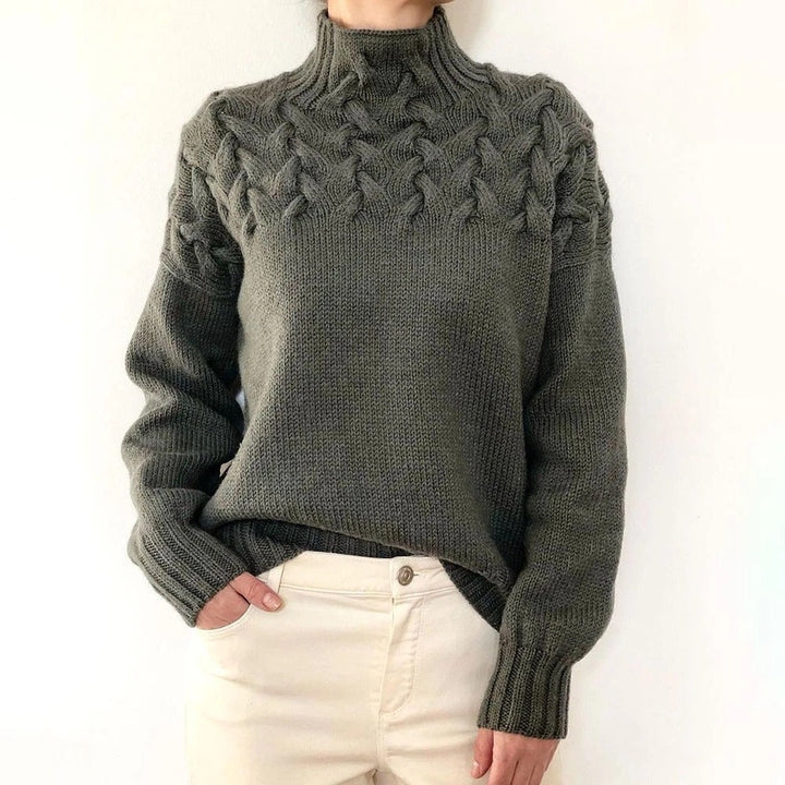Women's Cashmere Sweater with Turtleneck for Layering in Grey