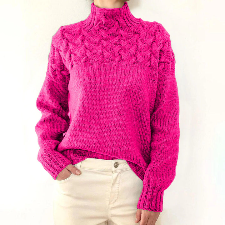Women's Cashmere Sweater with Turtleneck for Layering in Pink